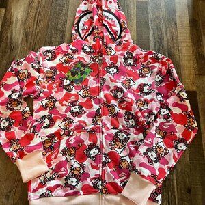 Pink and Red BAPE x Hello Kitty Hoodie